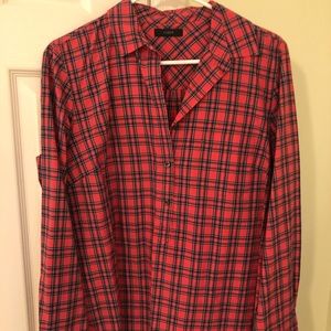 J Crew Red Button Down Blouse Size Medium